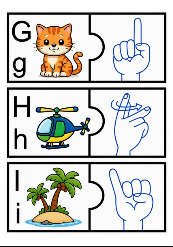 Example of the Sign Language Alphabet Puzzle game