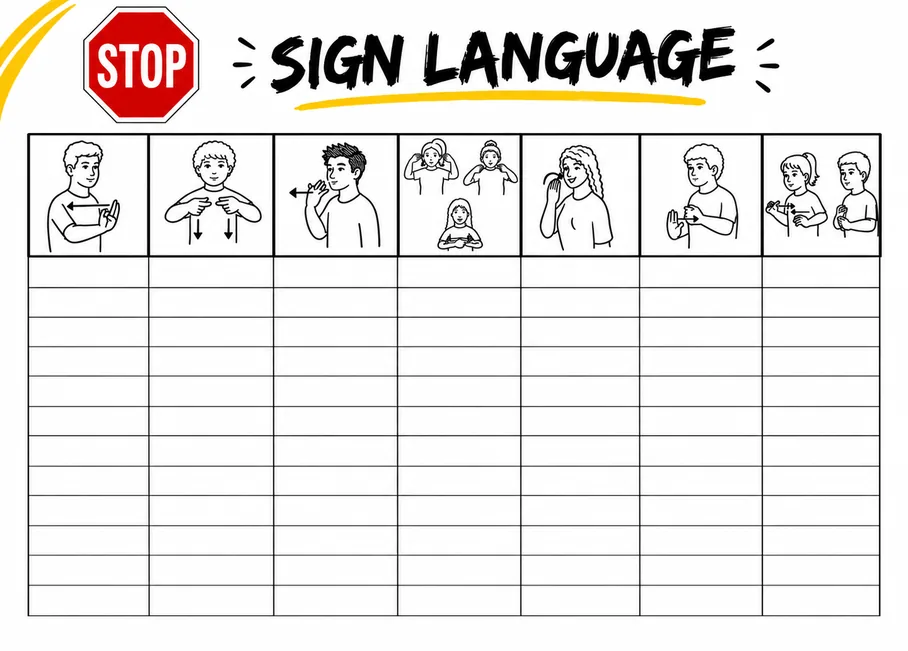 Example of the Sign Language STOP game