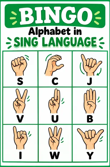 Another sign language alphabet Bingo card